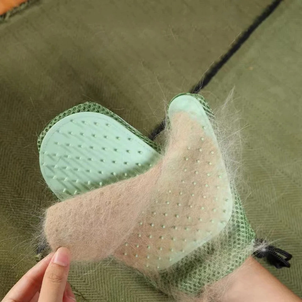 2-in-1 Cat Grooming Glove - Silicone Bristles for Efficient Shedding Control