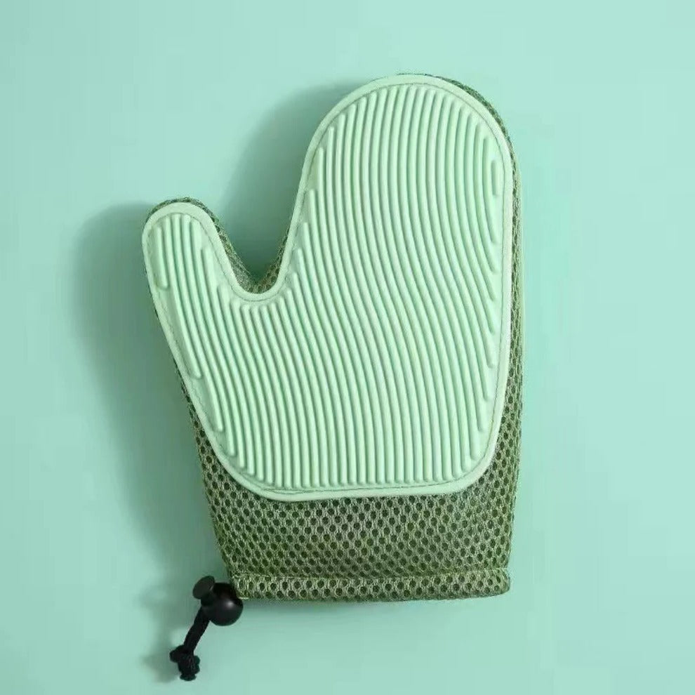 2-in-1 Cat Grooming Glove - Silicone Bristles for Efficient Shedding Control