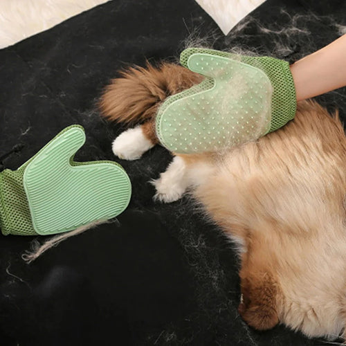 2-in-1 Cat Grooming Glove - Silicone Bristles for Efficient Shedding Control