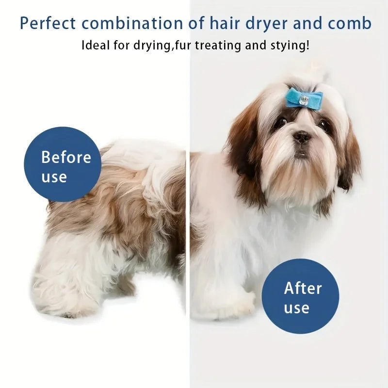 Dog Hair Dryer and Grooming Brush Combo - 3-in-1 Pet Grooming Tool