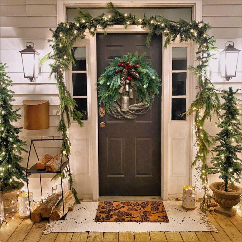 Farmhouse Christmas Wreath - Boho Style Holiday Decor for Front Door