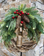 Farmhouse Christmas Wreath - Boho Style Holiday Decor for Front Door