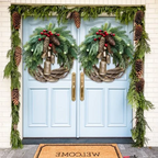 Farmhouse Christmas Wreath - Boho Style Holiday Decor for Front Door