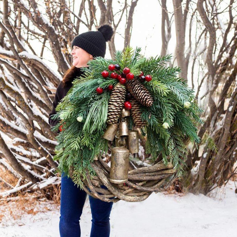 Farmhouse Christmas Wreath - Boho Style Holiday Decor for Front Door