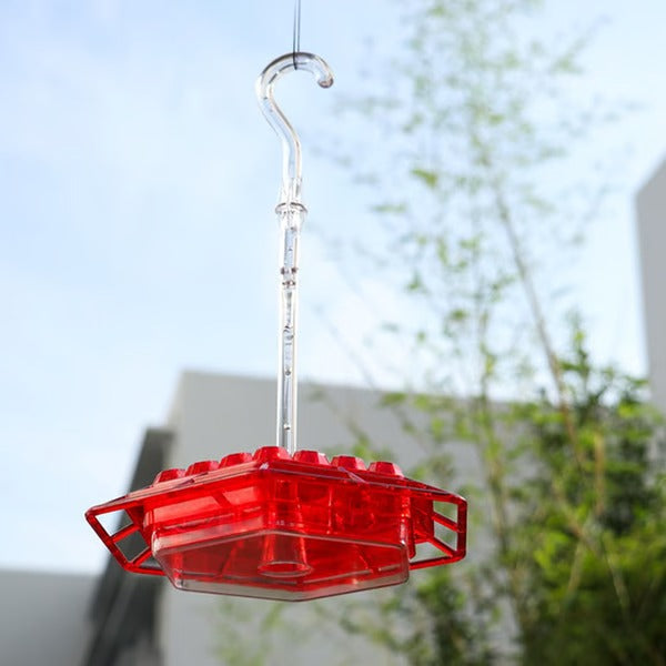 Hummingbird Feeder with Ant Moat - Glass Hanging Bird Feeder for Outdoor Use