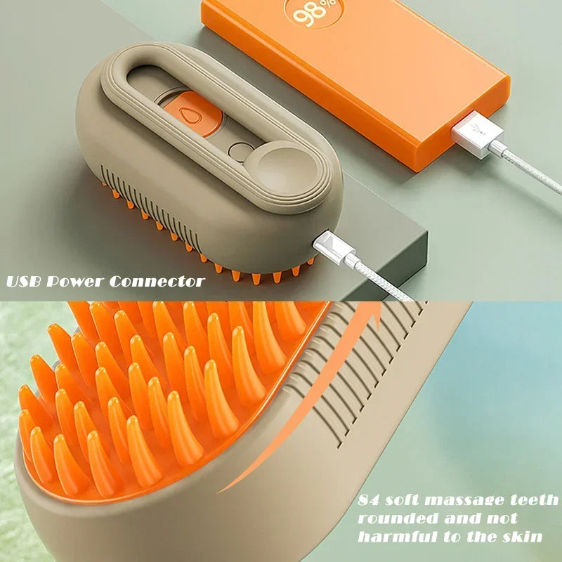 Pet Steam Grooming Brush - 3-in-1 Design for Efficient Pet Care