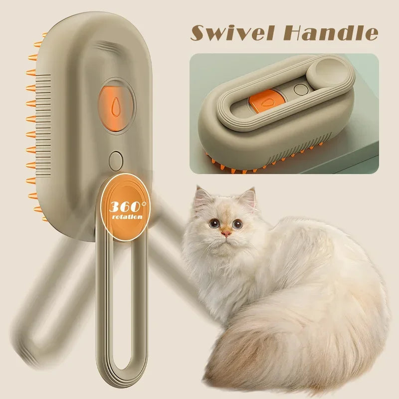 Pet Steam Grooming Brush - 3-in-1 Design for Efficient Pet Care