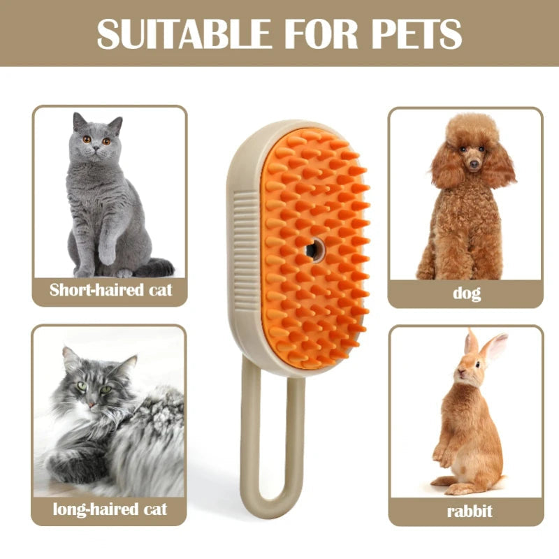 Pet Steam Grooming Brush - 3-in-1 Design for Efficient Pet Care