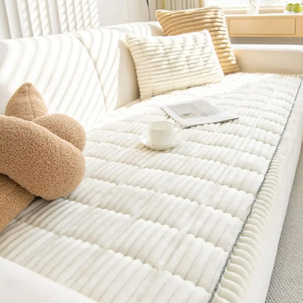 Plush Sofa Slipcover for Couch Protection - Soft Fabric, Modern Design