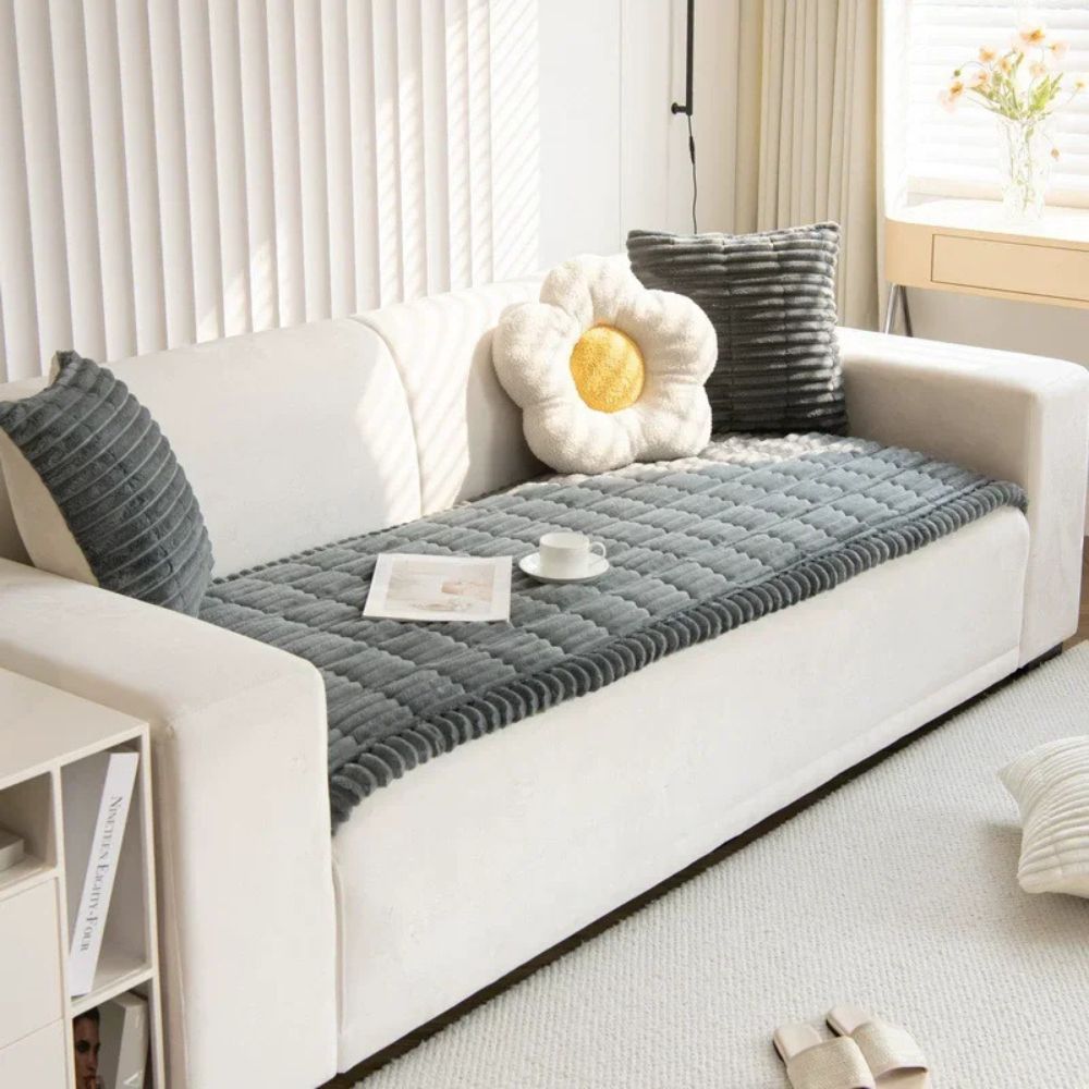 Plush Sofa Slipcover for Couch Protection - Soft Fabric, Modern Design