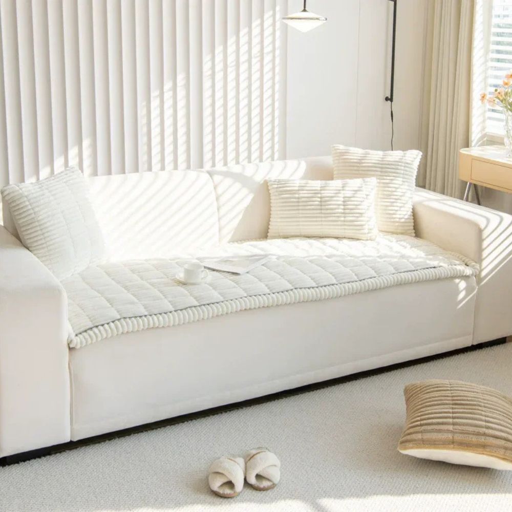 Plush Sofa Slipcover for Couch Protection - Soft Fabric, Modern Design