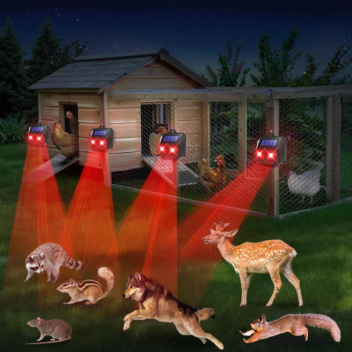 Solar Ultrasonic Animal Repellent - 2-Pack, Eco-Friendly Outdoor Deterrent